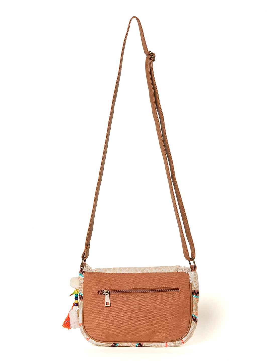 PRIMROSE Boho Fringed Crossbody Bag with Embroidery, Multi-Colour