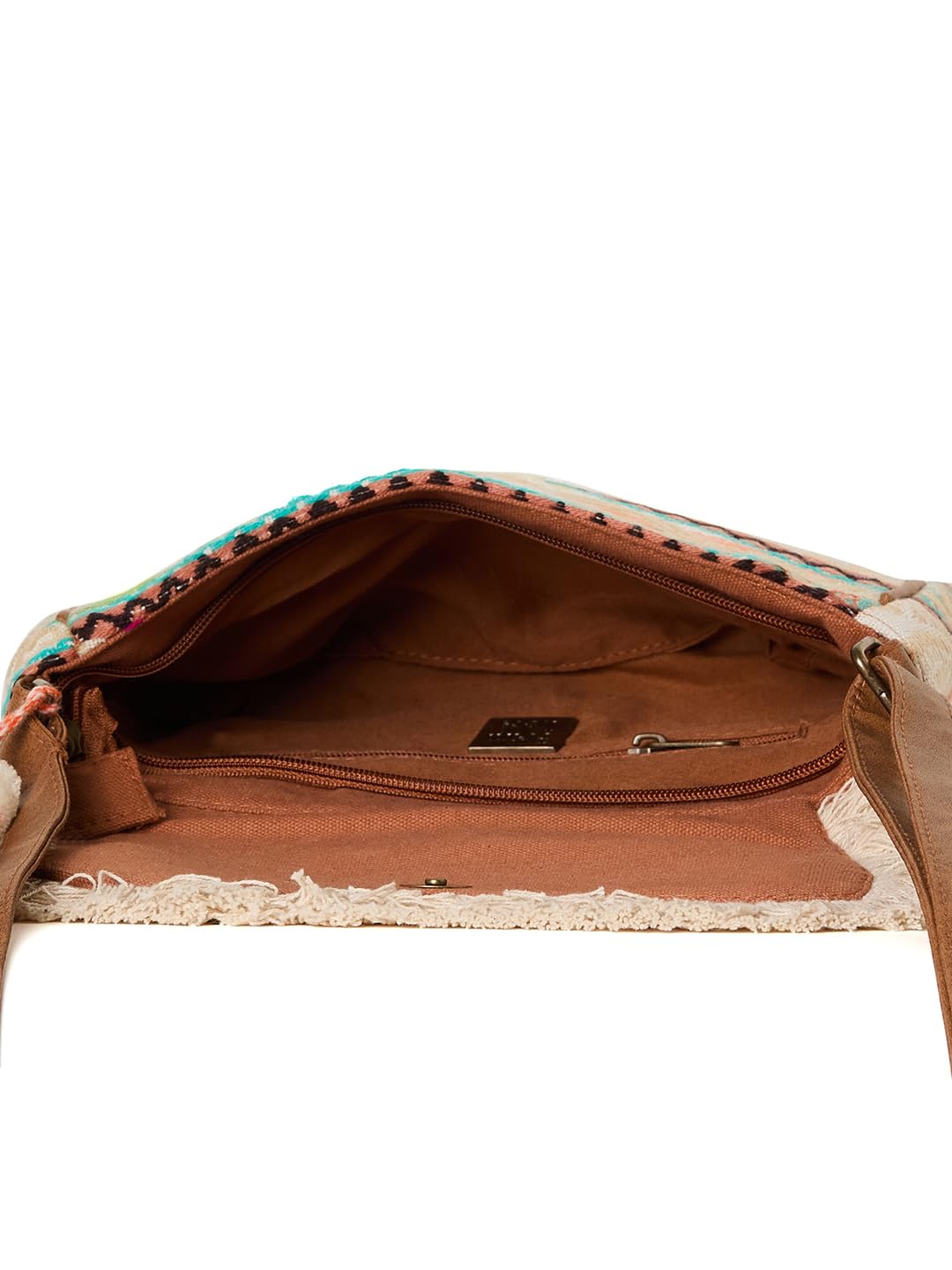 PRIMROSE Boho Fringed Crossbody Bag with Embroidery, Multi-Colour