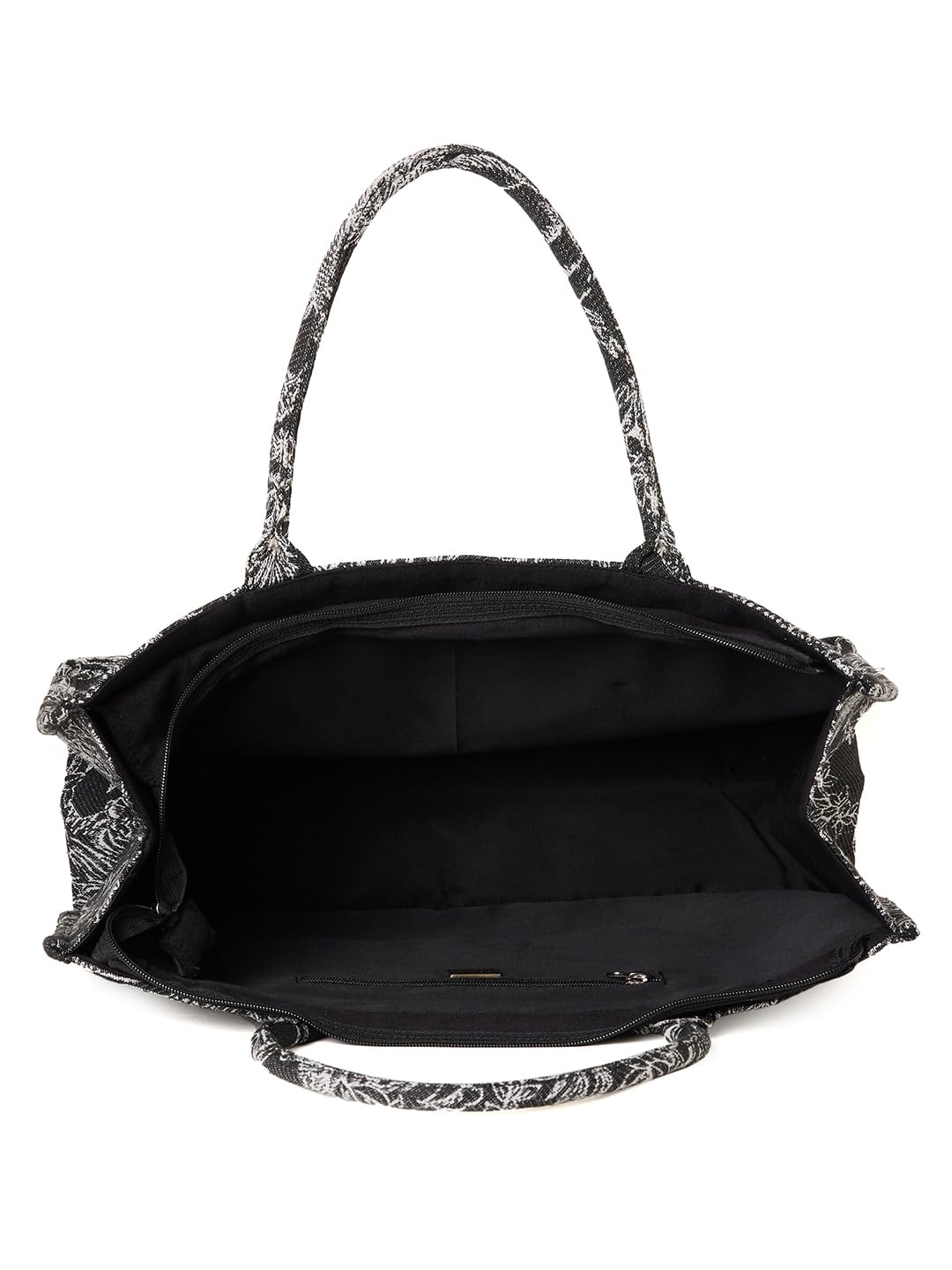 PRIMROSE Women's Black and White Tropical Jacquard Tote Bag