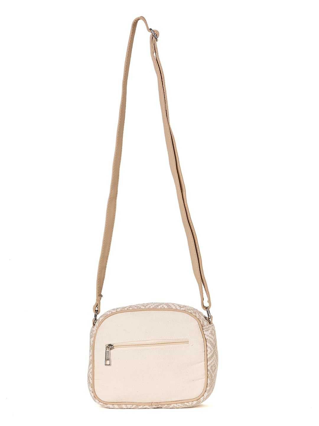 PRIMROSE Beige Crossbody Bag with Diamond Pattern, Adjustable Strap