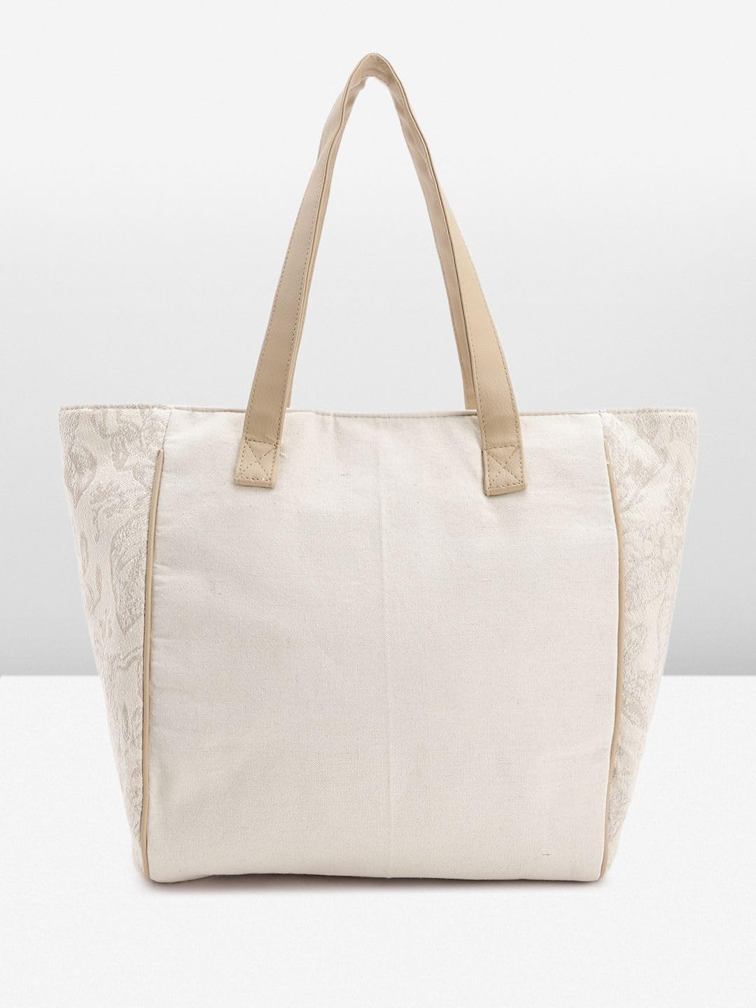 PRIMROSE Beige Tote Bag with Tassel Accent