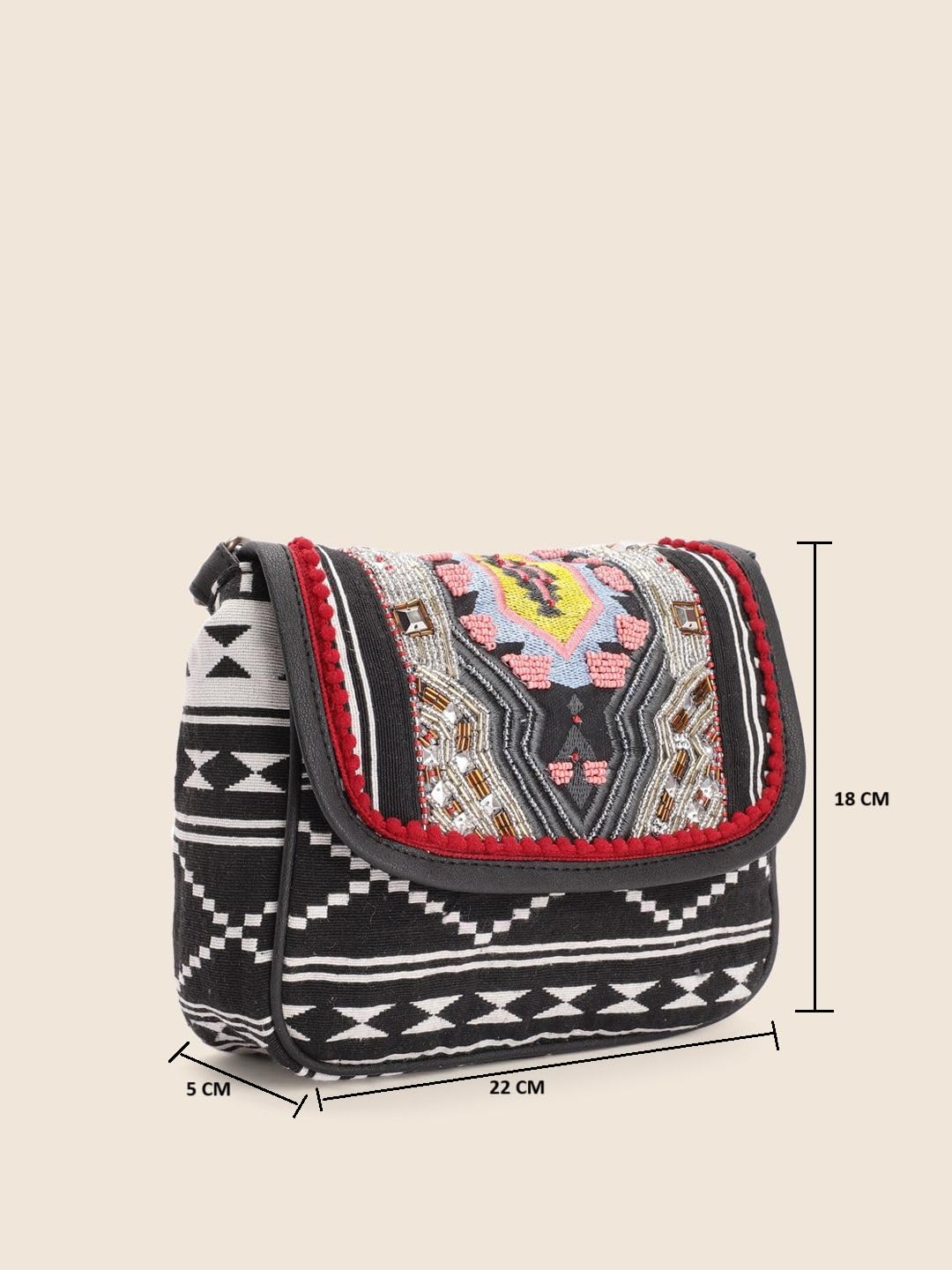 PRIMROSE Ethnic Patterned Crossbody Bag with Adjustable Strap Multicolour