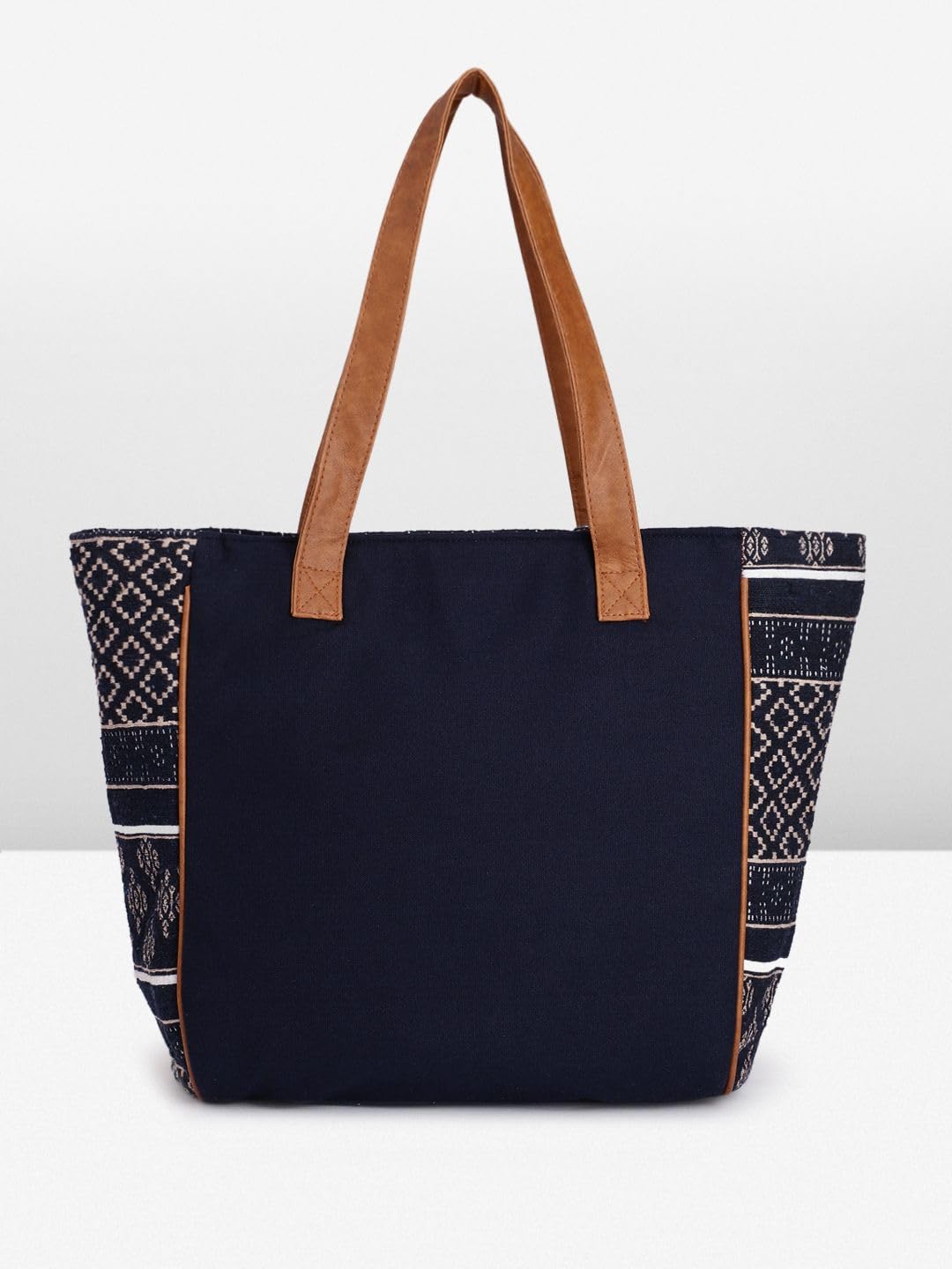 PRIMROSE Ethnic Motifs Textured Shopper Tote Bag with Tasselled Detail