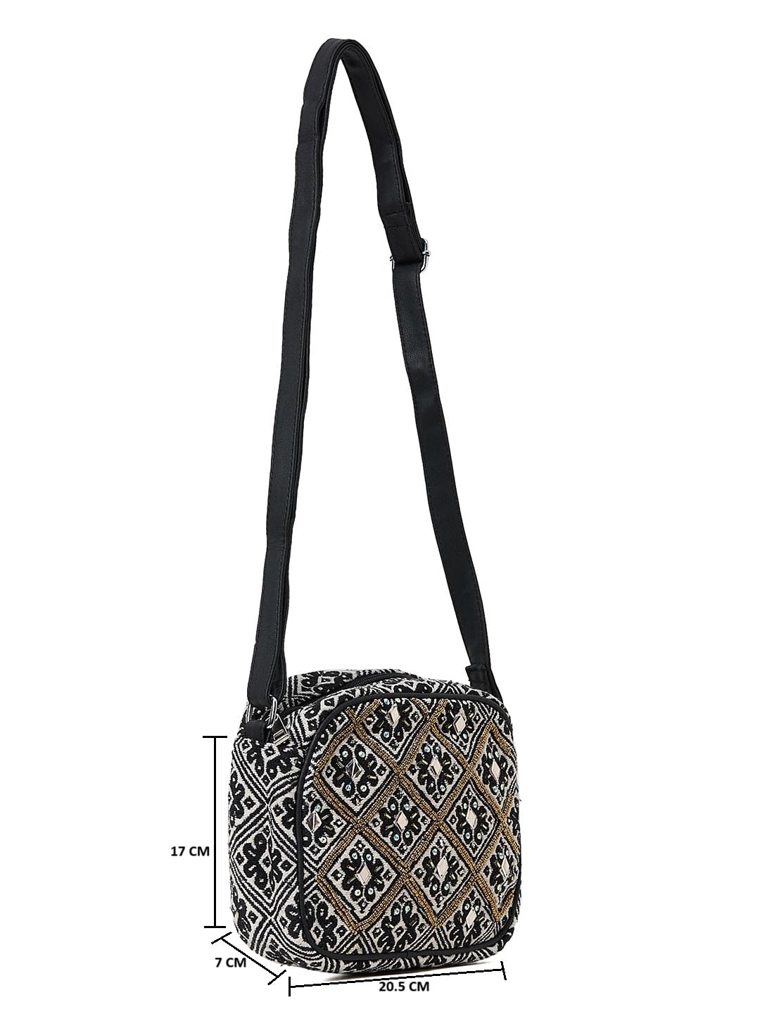 PRIMROSE Embellished Structured Sling Bag with Adjustable Strap