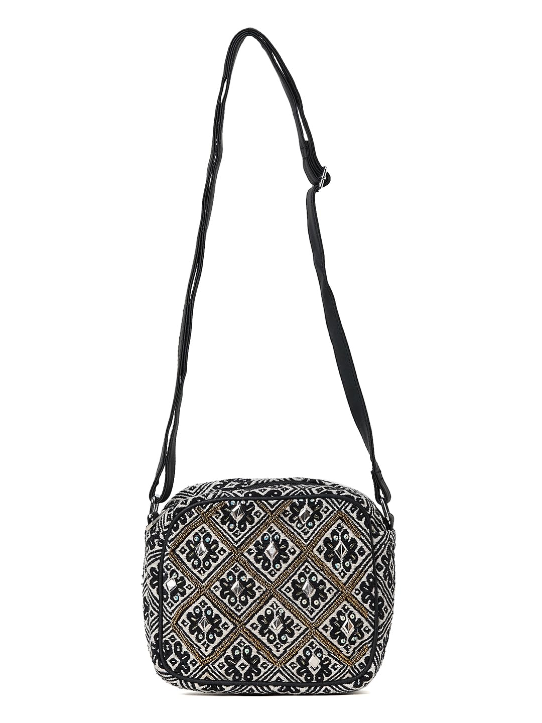 PRIMROSE Embellished Structured Sling Bag with Adjustable Strap