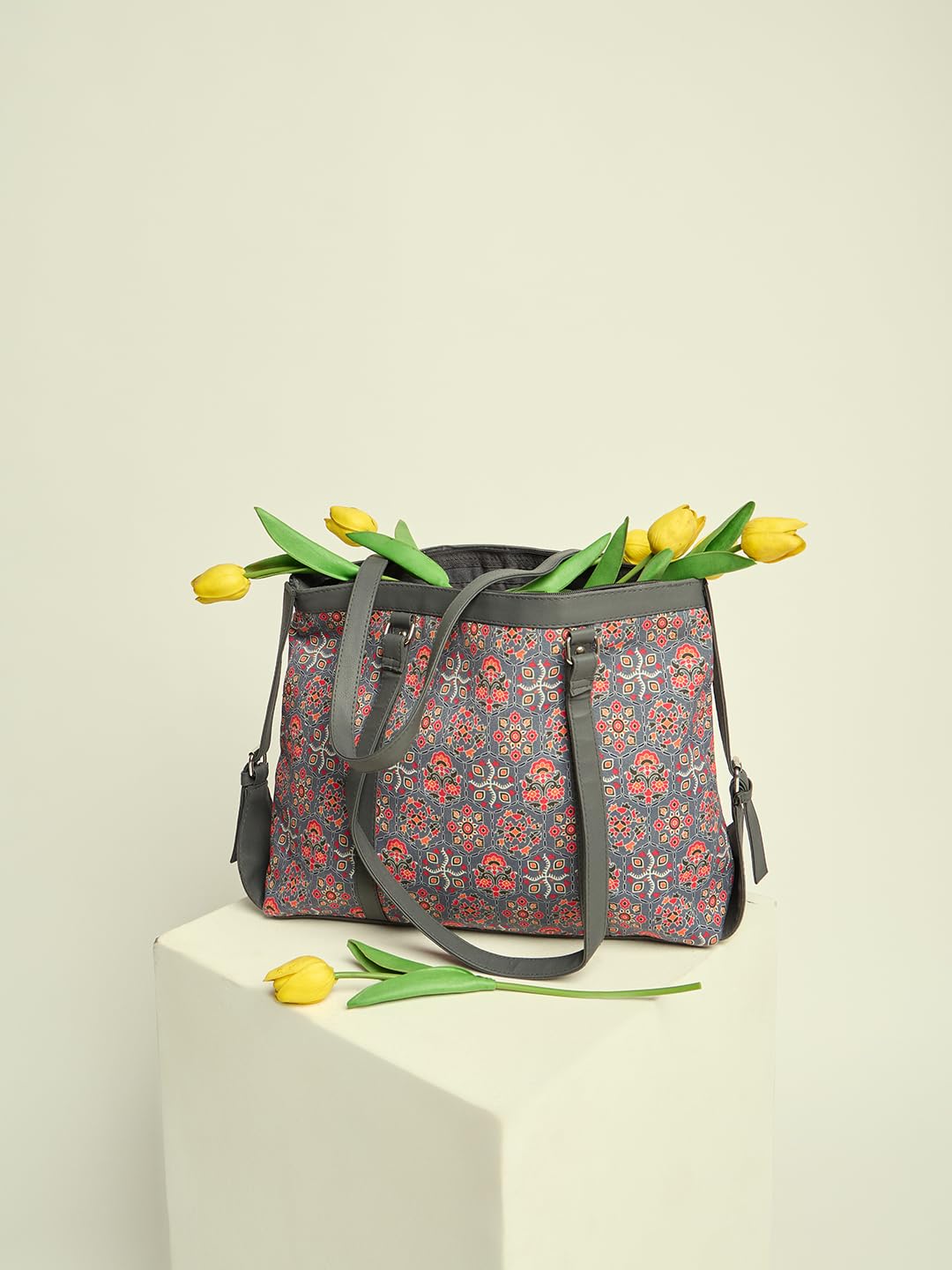 PRIMROSE Printed Tote Bag for Women, Multicolour Floral Pattern, with Shoulder Straps