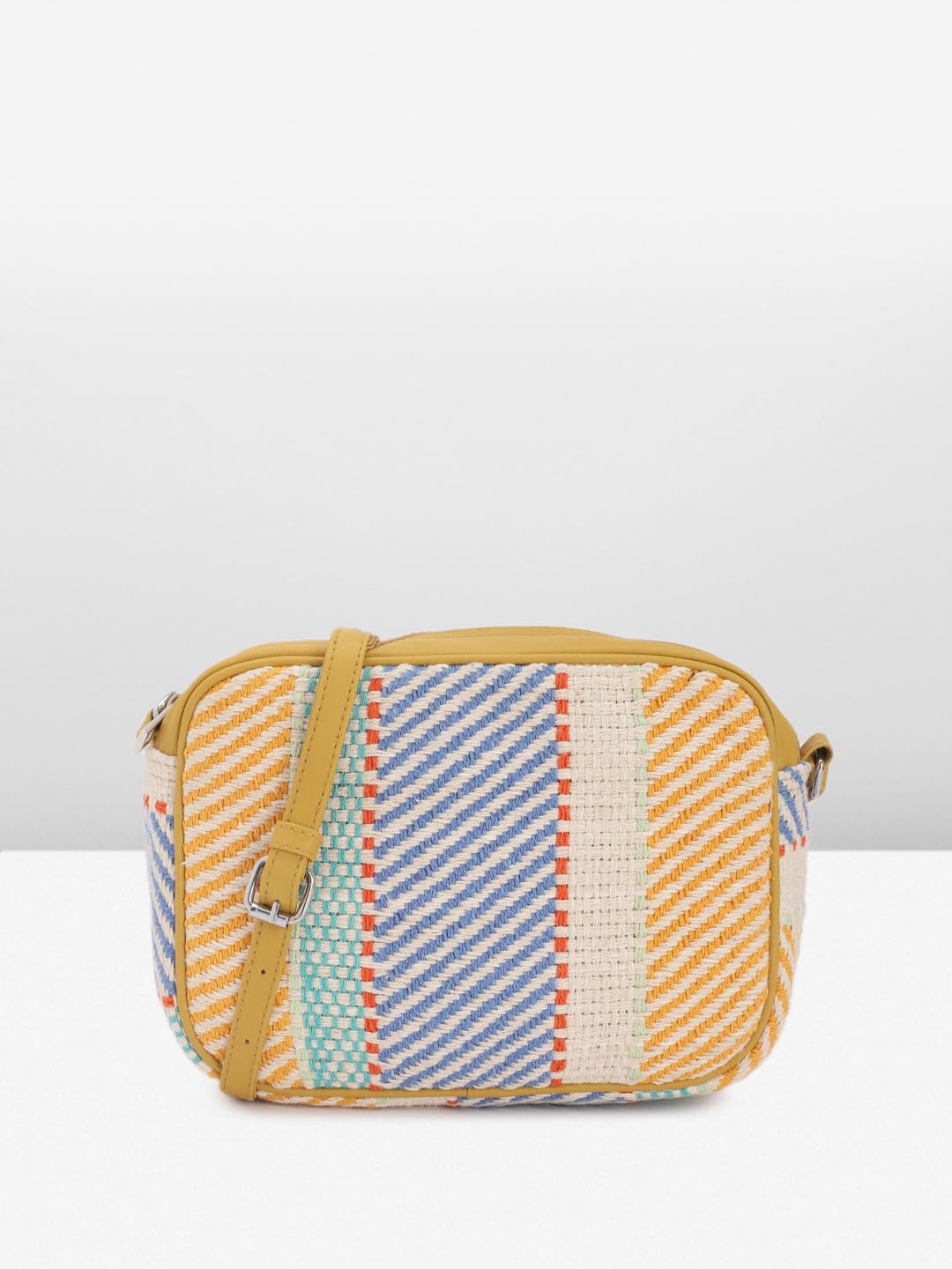 PRIMROSE Multicolored Striped Canvas Crossbody Bag for Women Adjustable Strap