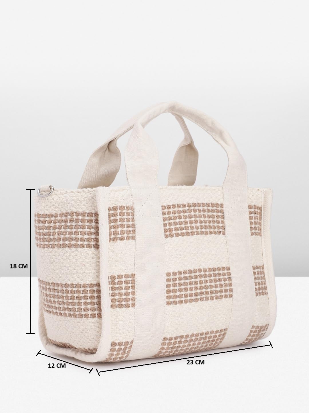 PRIMROSE Handmade Wool Tote Bag with Geometric Pattern Beige