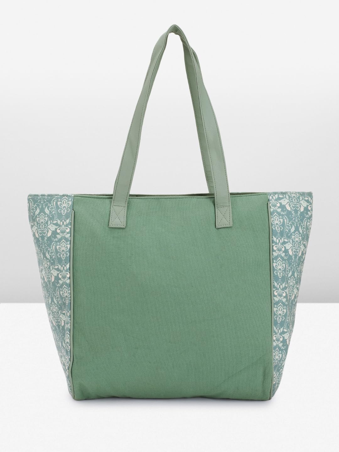 PRIMROSE Printed Tote Bag with Floral Pattern Sage Green