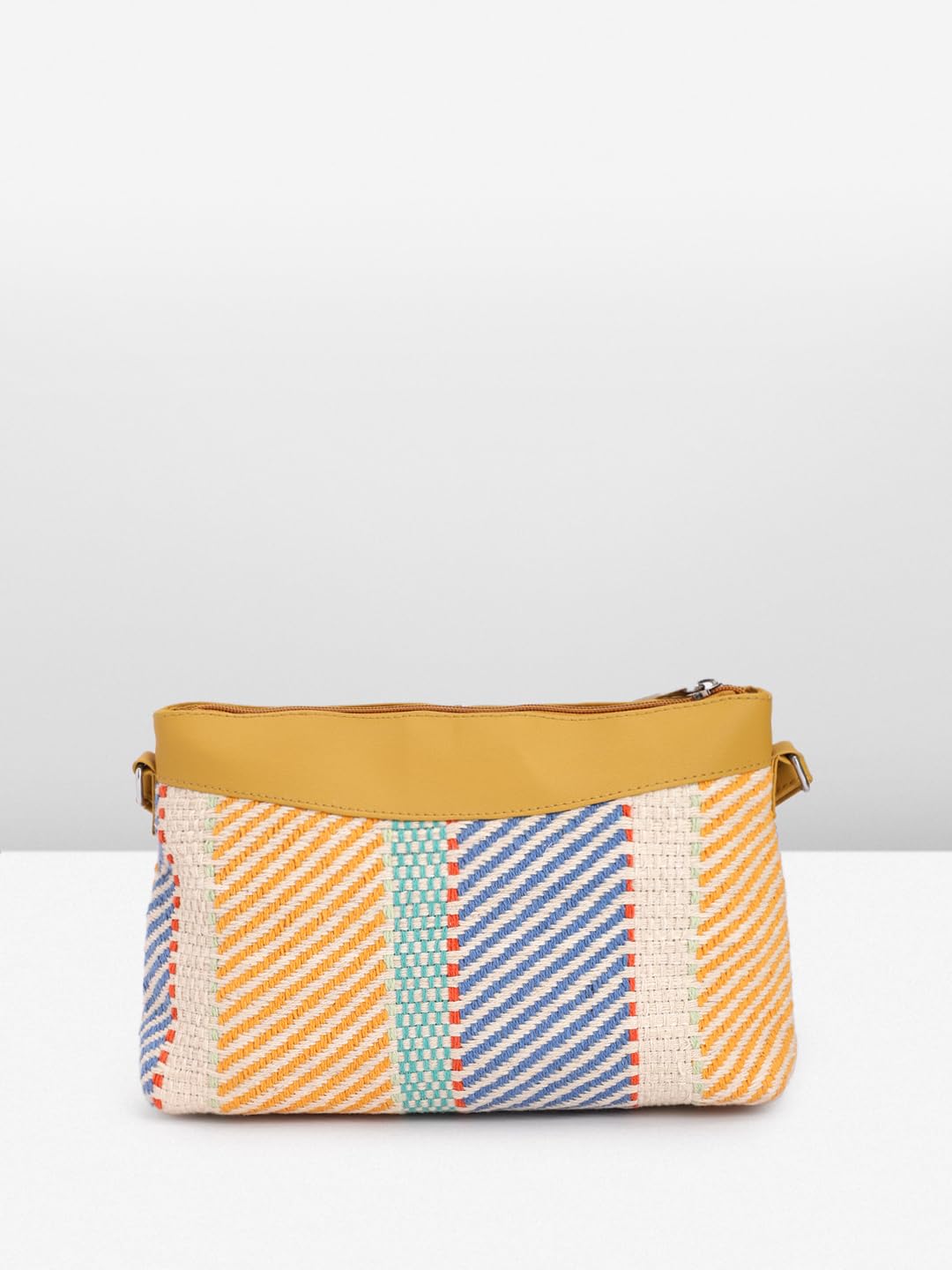 PRIMROSE Multicoloured Striped Woven Crossbody Bag with Adjustable Strap