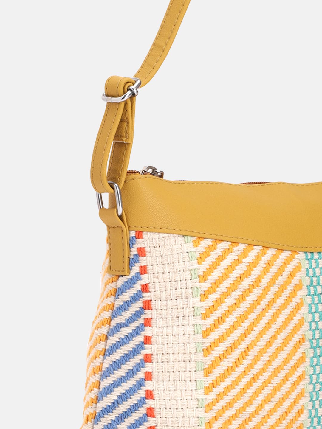 PRIMROSE Multicoloured Striped Woven Crossbody Bag with Adjustable Strap