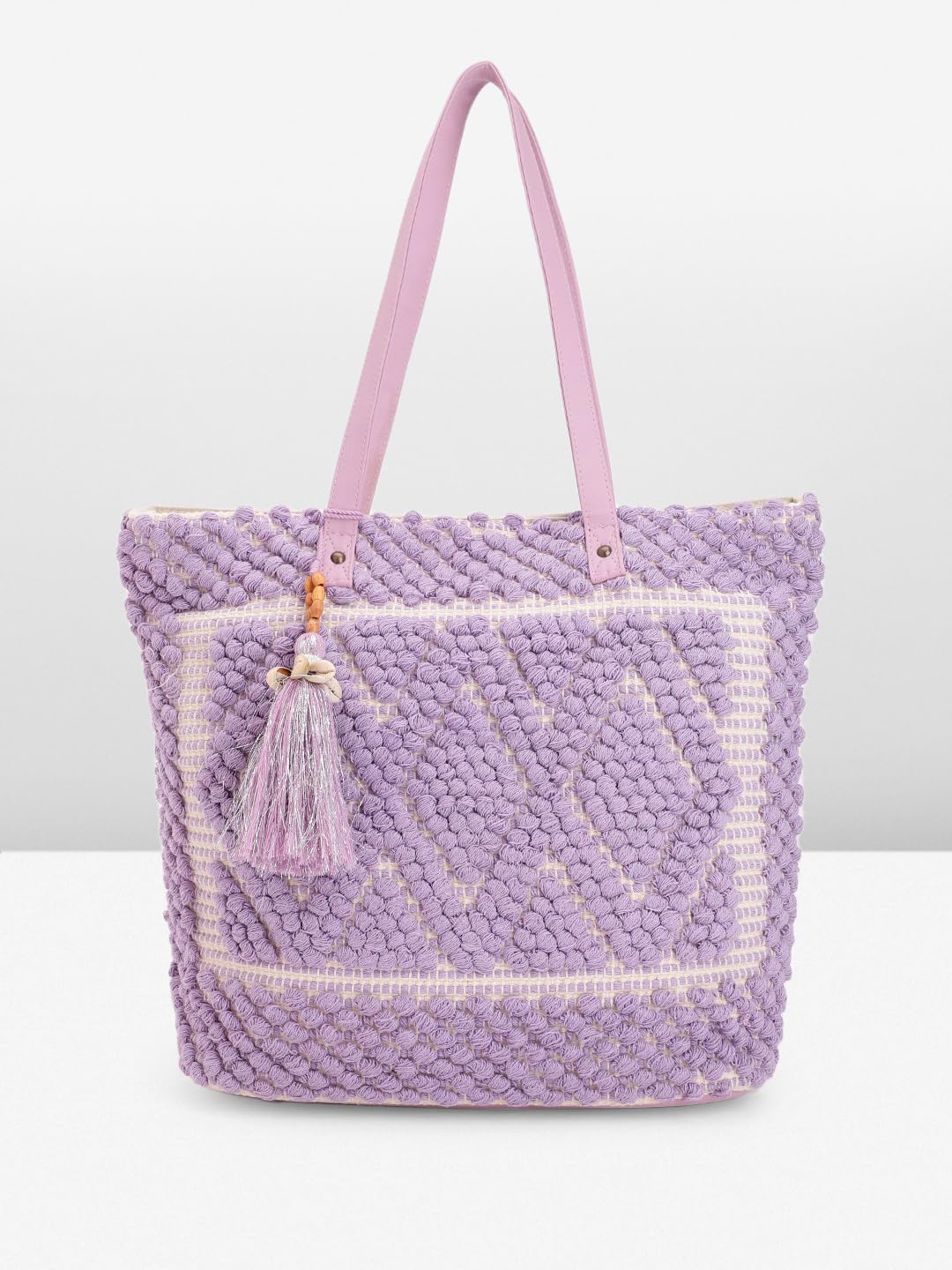 PRIMROSE Handcrafted Crochet Tote Bag with Tassel Lilac