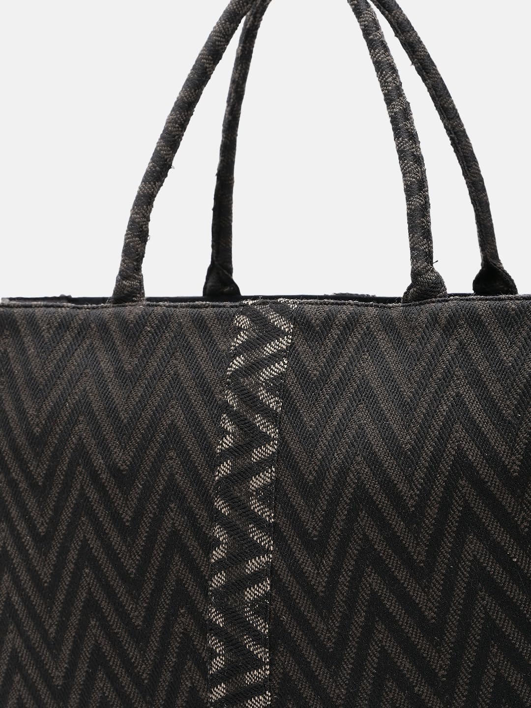 PRIMROSE Chevron Pattern Tote Bag for Women Black