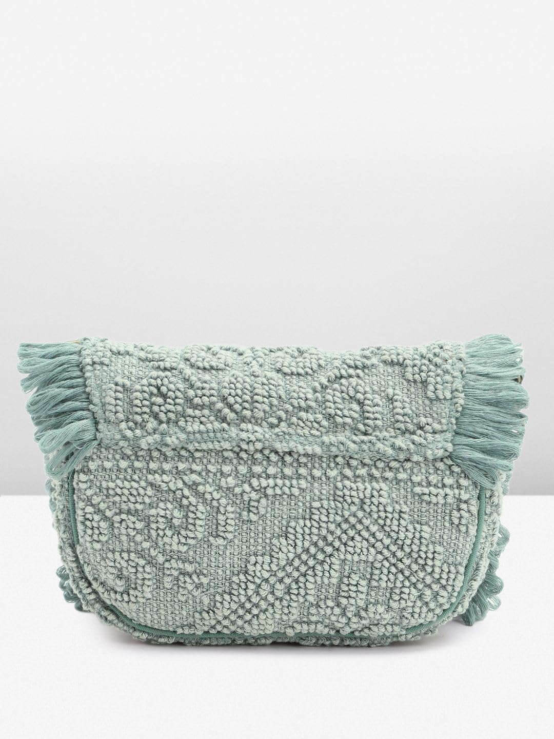 PRIMROSE Fringed Knit Handbag for Women Mint Green