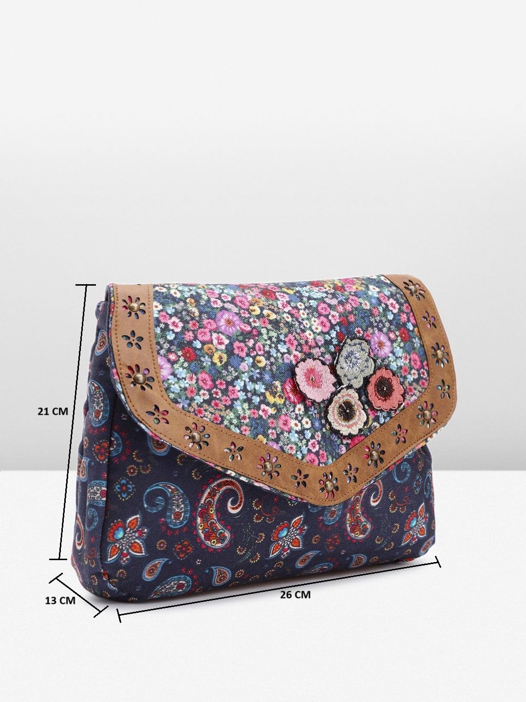 PRIMROSE Floral Print Canvas Shoulder Bag with Multi-Colour