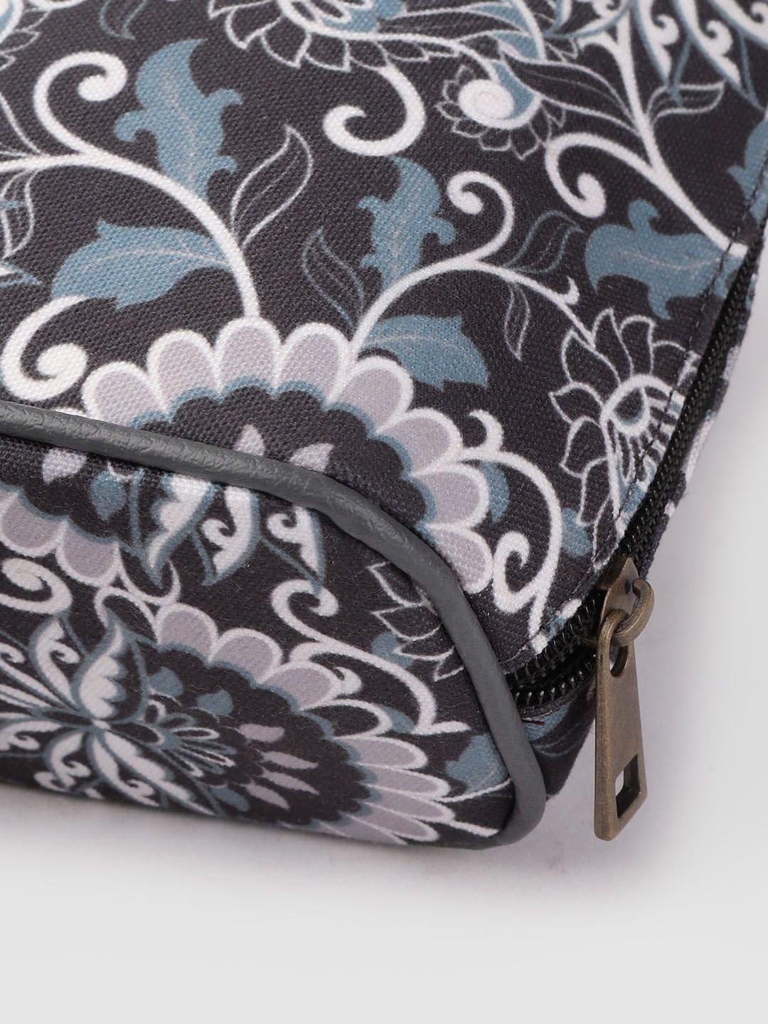 PRIMROSE Women Charcoal Grey & Blue Ethnic Motifs Print Sling Bag with Tasselled Detail