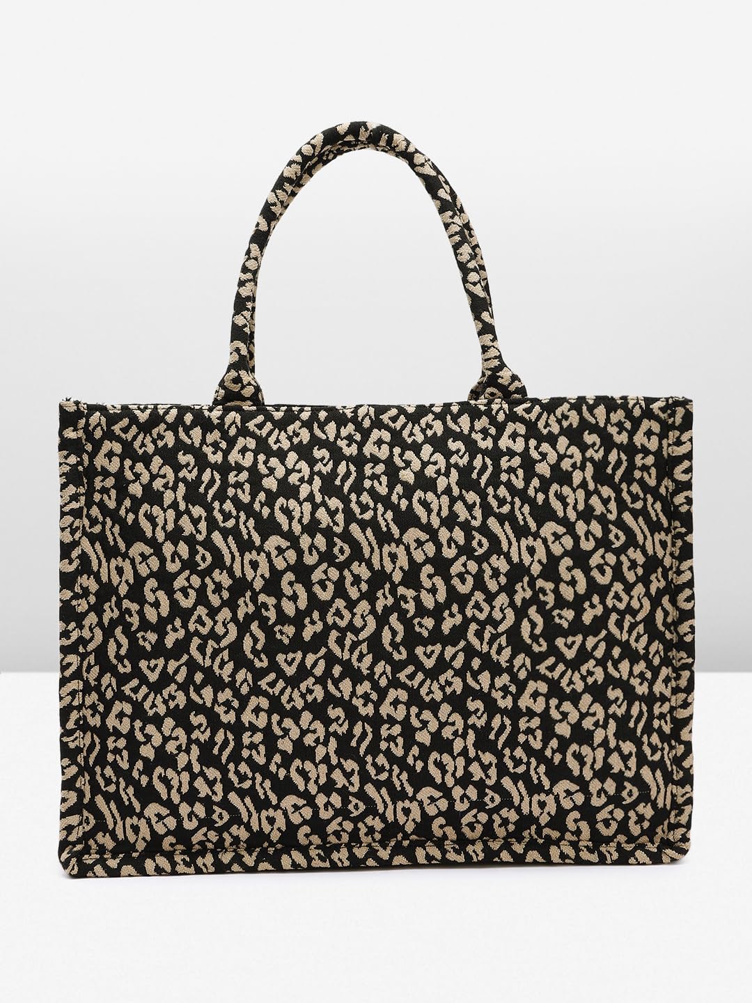 PRIMROSE Leopard Print Tote Bag for Women Black and Beige