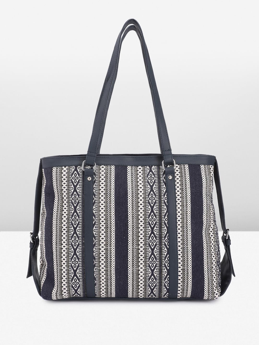 PRIMROSE Printed Tote Bag for Women Black and White Aztec Pattern