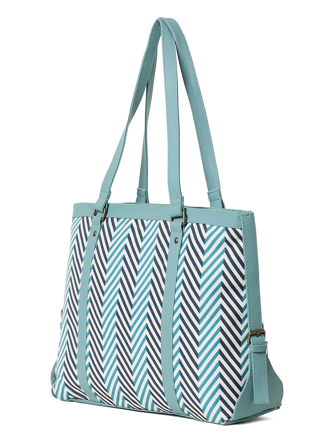 PRIMROSE Green Geometric Printed Oversized Shoulder Bag