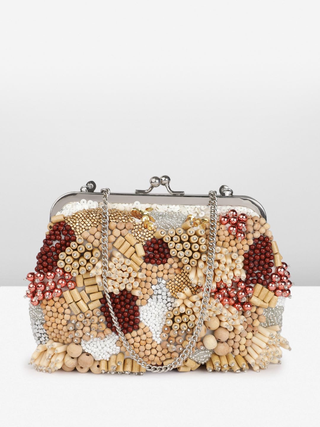 PRIMROSE Beaded Clutch Handbag with Chain Strap Multicolour