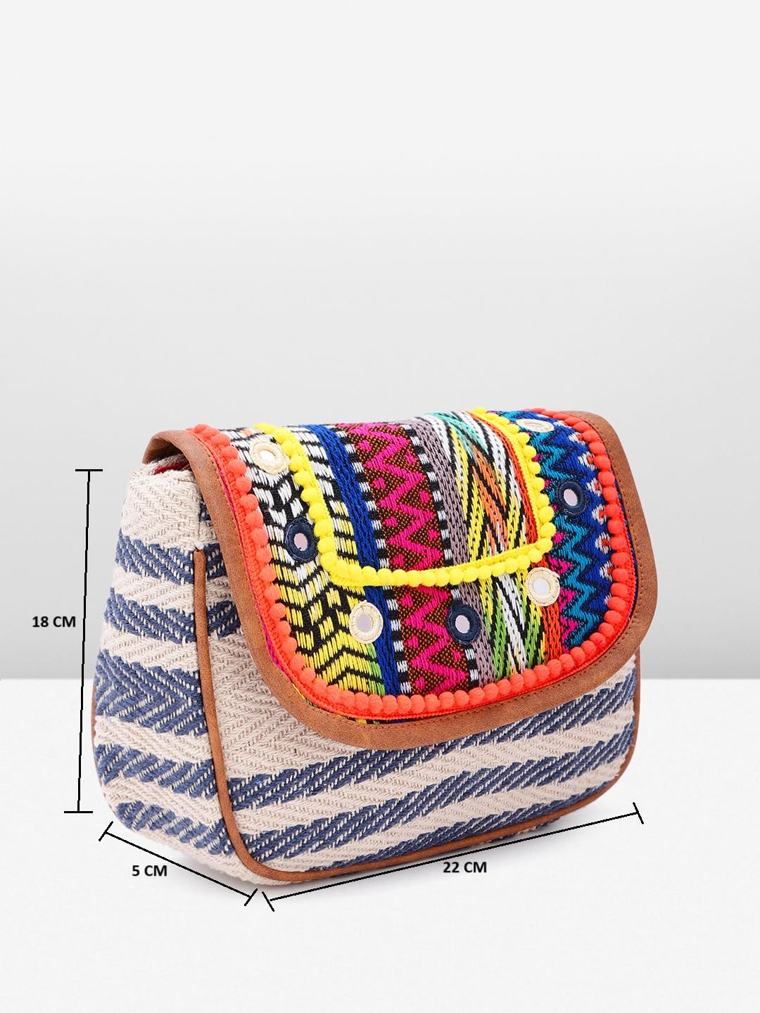 PRIMROSE Handcrafted Multicoloured Woven Crossbody Bag with Tassels Tan