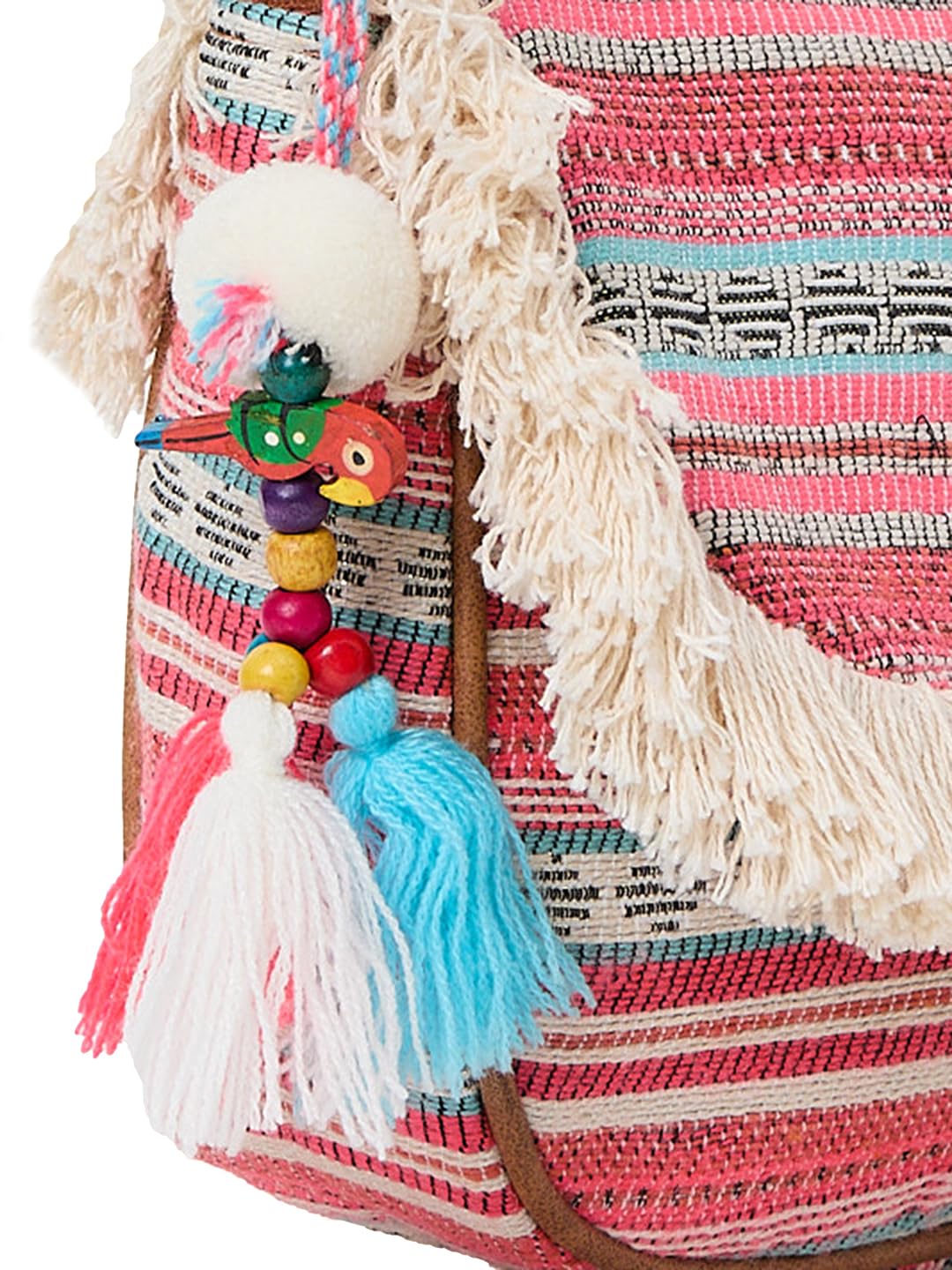 PRIMROSE Fringe Trim Woven Crossbody Bag with Tassels, Multicolour