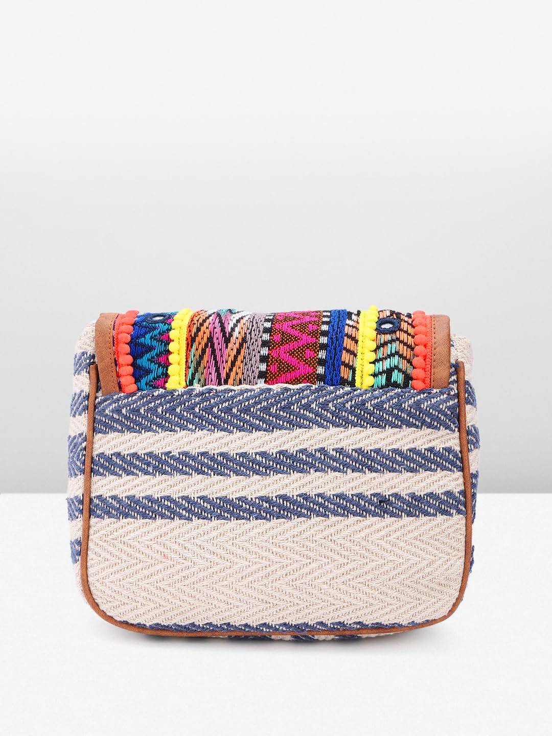 PRIMROSE Handcrafted Multicoloured Woven Crossbody Bag with Tassels Tan