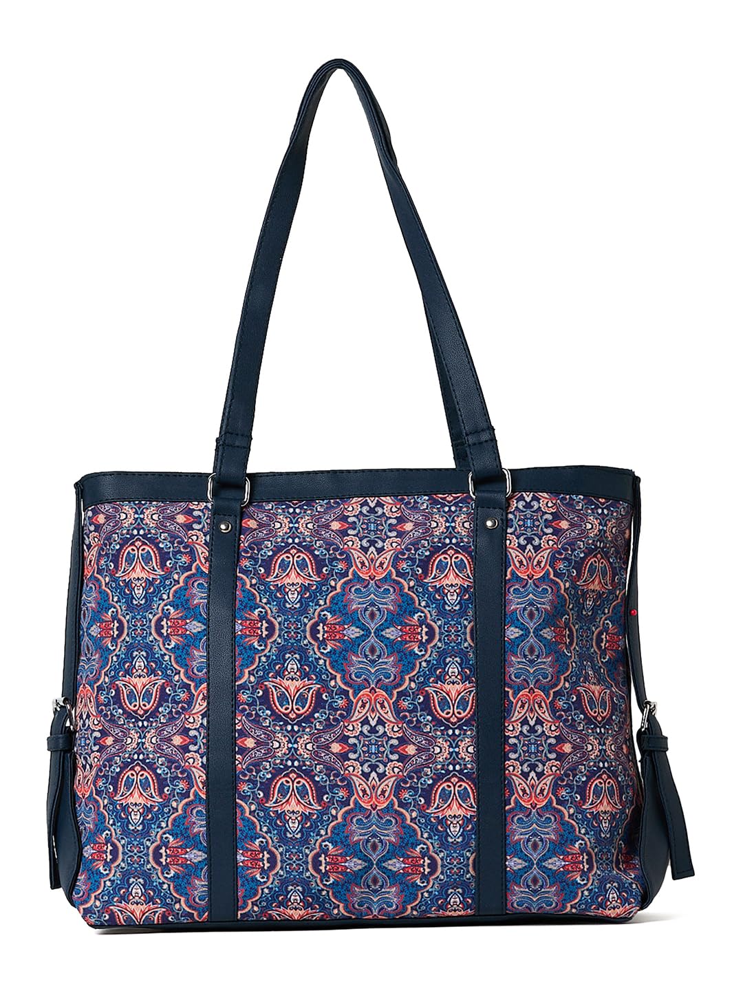 PRIMROSE Patterned Tote Bag for Women, Navy Blue with Floral Design