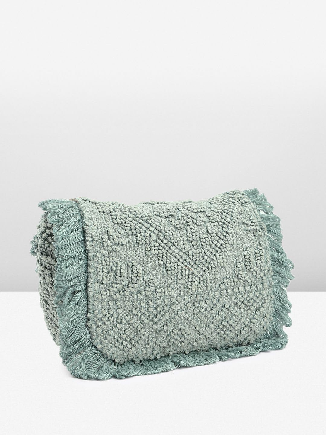 PRIMROSE Fringed Knit Handbag for Women Mint Green