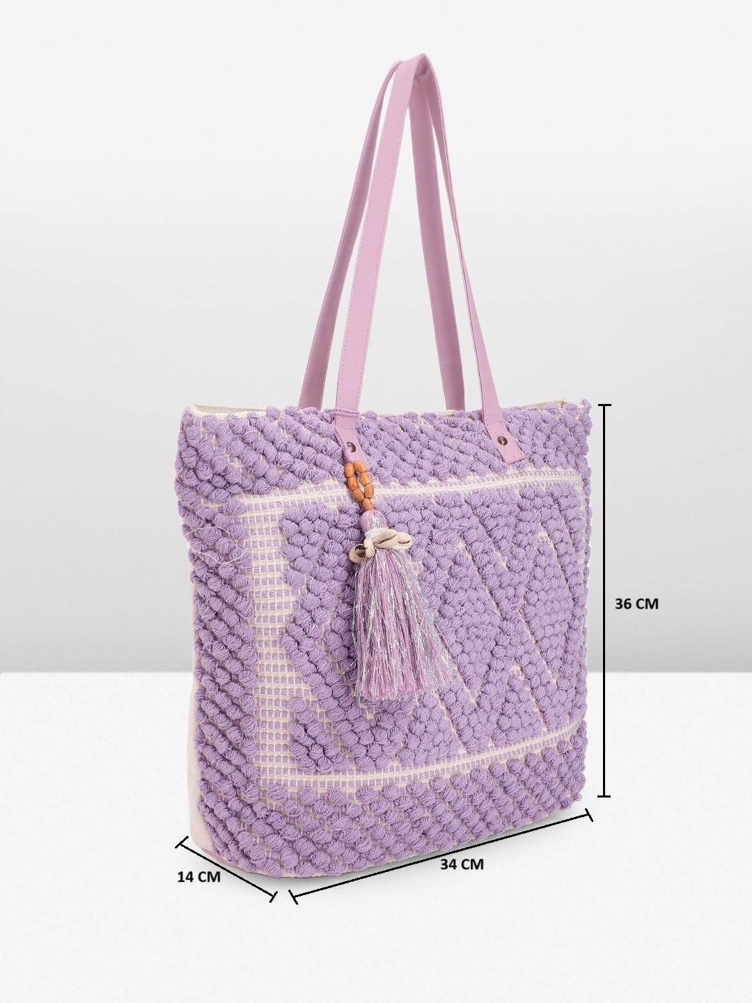 PRIMROSE Handcrafted Crochet Tote Bag with Tassel Lilac