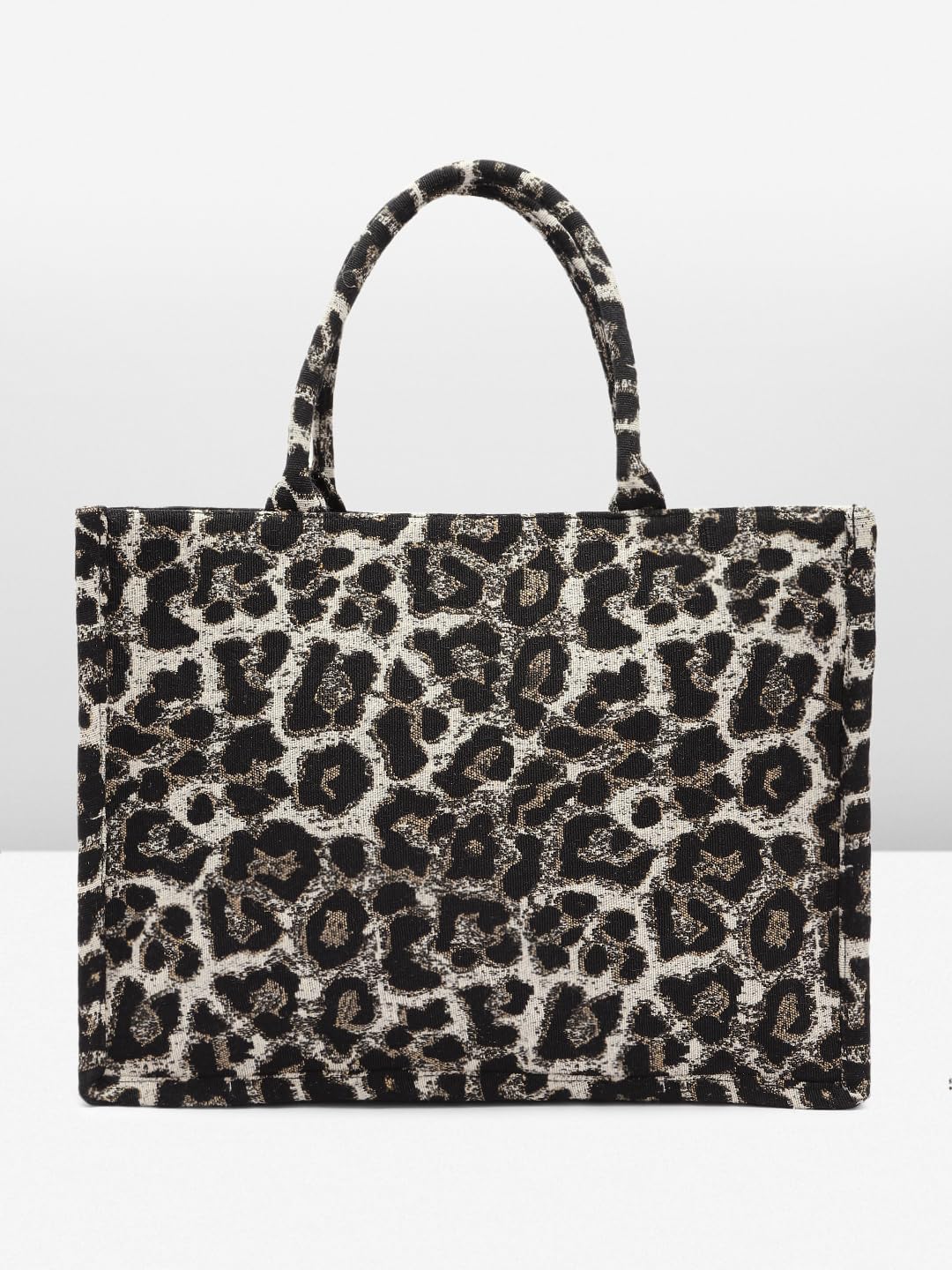 PRIMROSE Leopard Print Tote Bag, 33 cm x 45 cm, Black and Beige