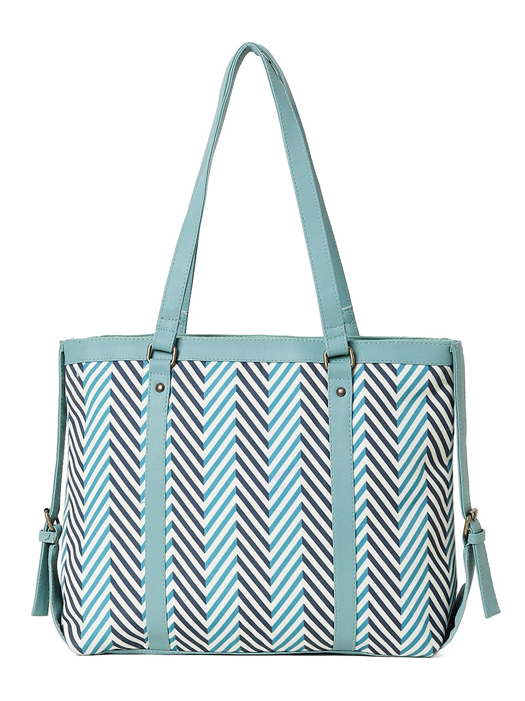 PRIMROSE Green Geometric Printed Oversized Shoulder Bag