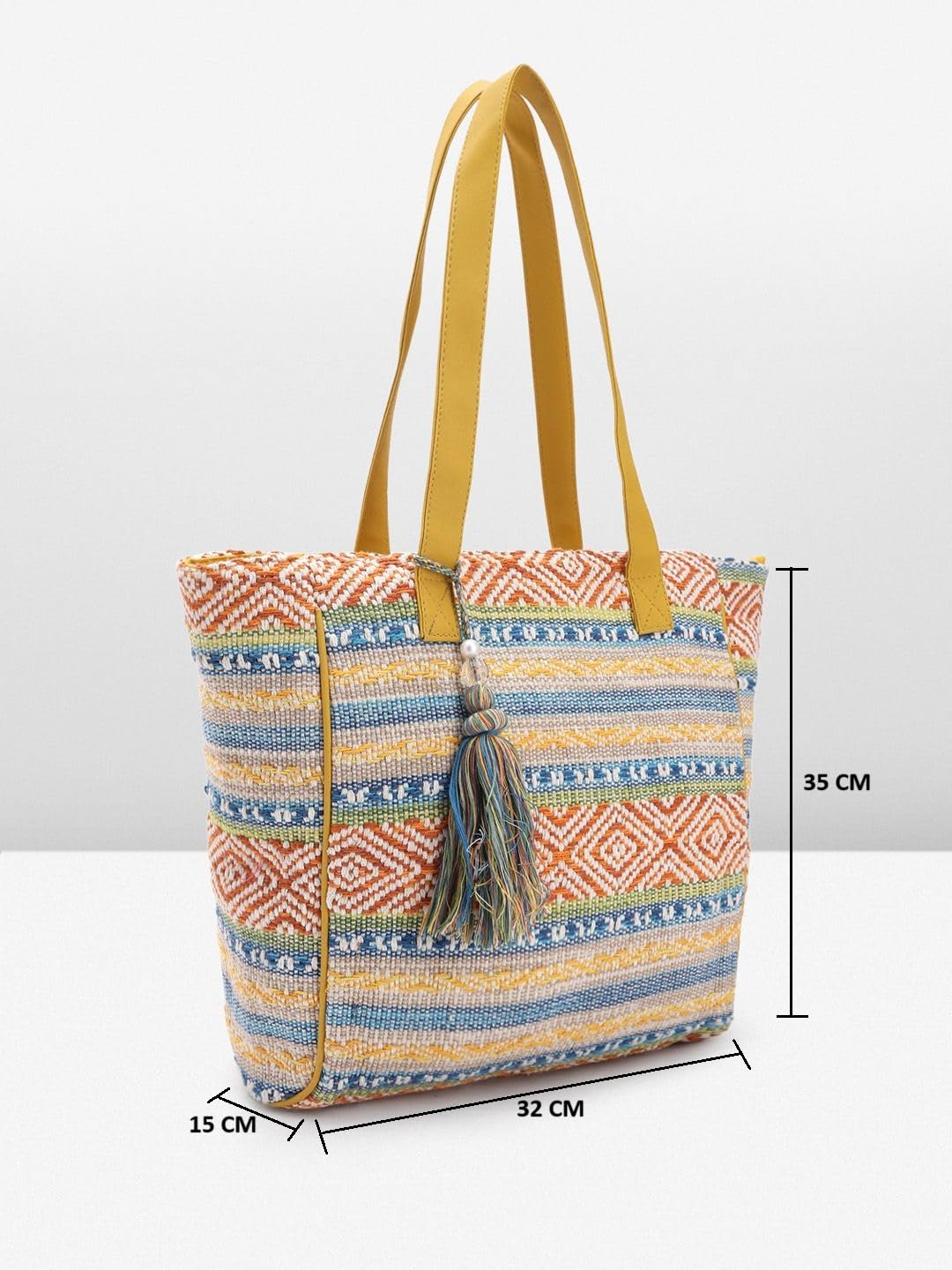 PRIMROSE Geometric Printed Embroidered Oversized Shopper Tote Bag