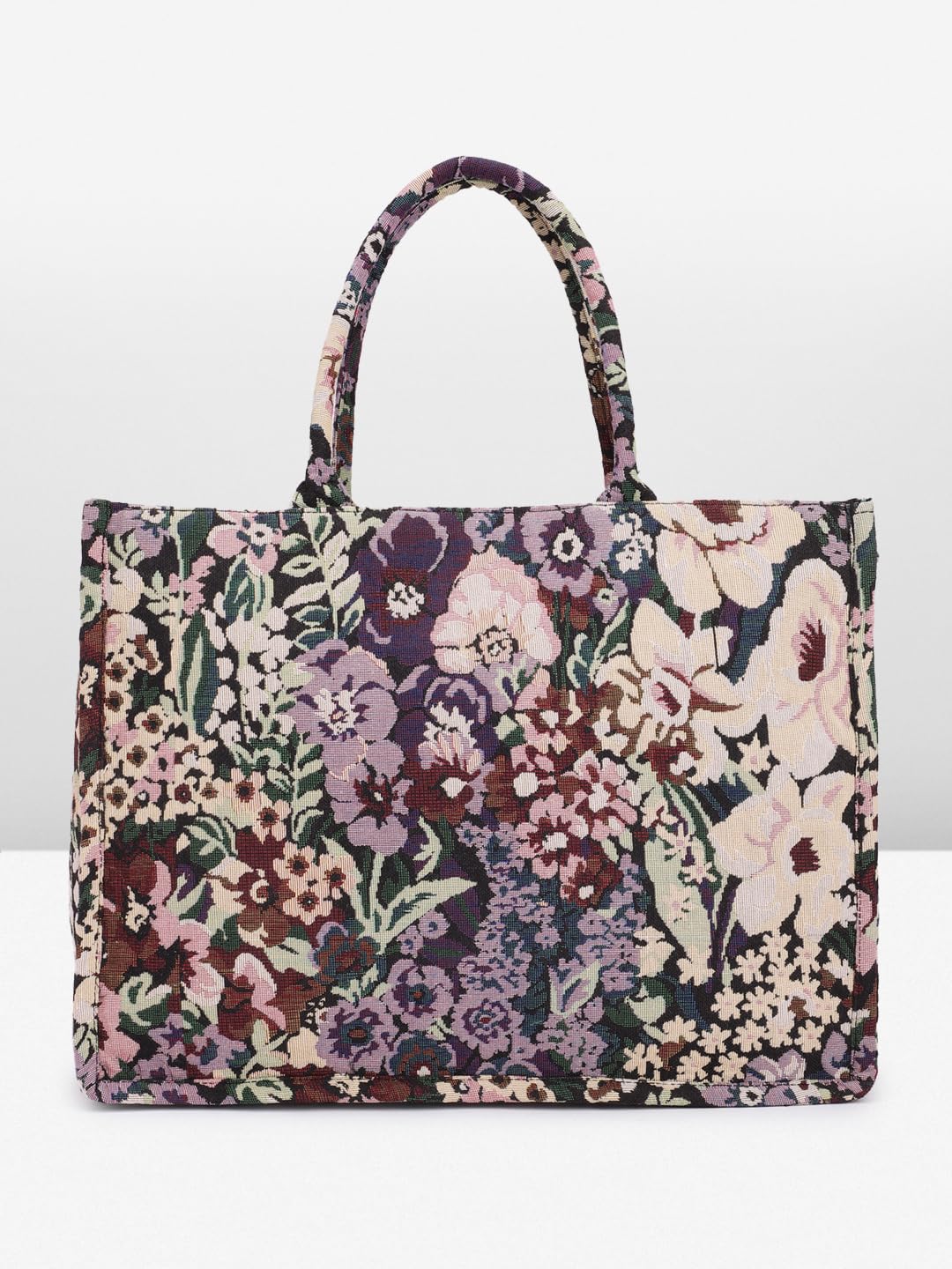 PRIMROSE Floral Printed Canvas Tote Bag for Women Purple and Pink