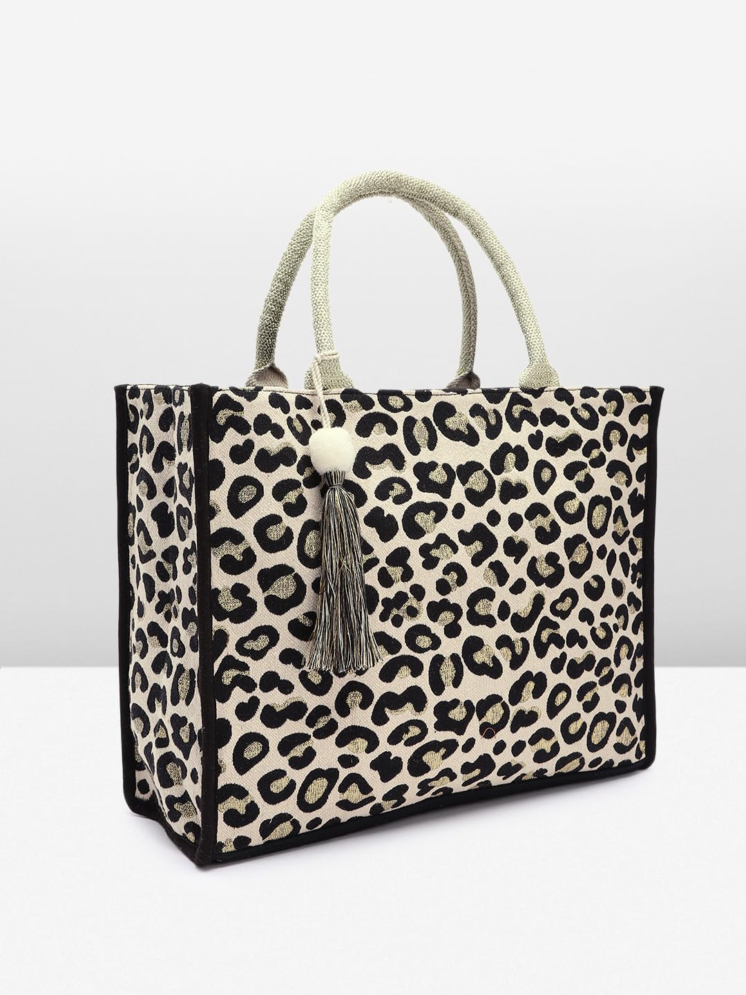 PRIMROSE Leopard Print Handbag with Tassel Detail, 30 cm