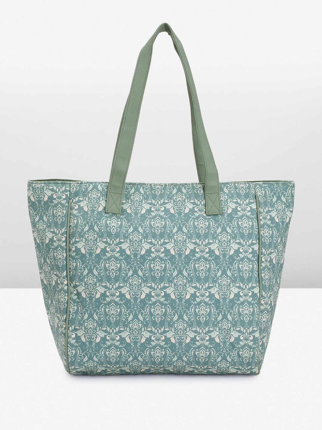 PRIMROSE Printed Tote Bag with Floral Pattern Sage Green