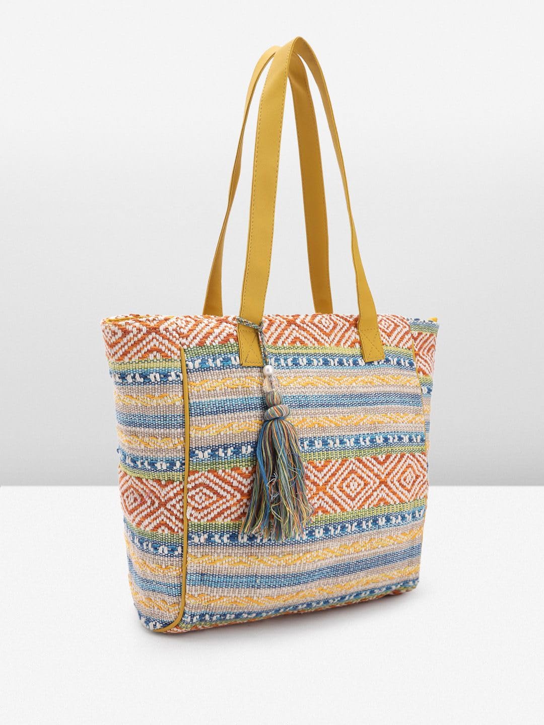 PRIMROSE Geometric Printed Embroidered Oversized Shopper Tote Bag