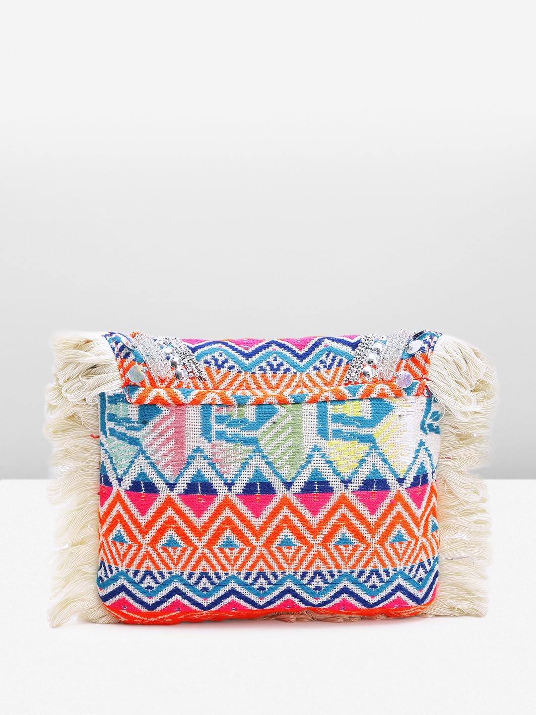 PRIMROSE Handcrafted Multicolour Fringed Boho Chic Clutch Bag