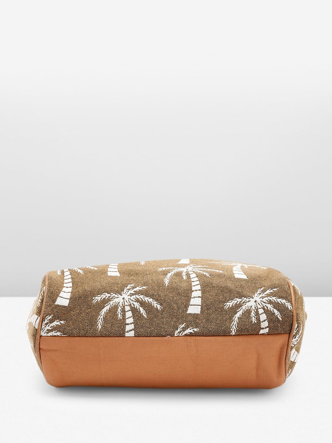 PRIMROSE Women's Tote Bag with Palm Tree Print Tassels Brown