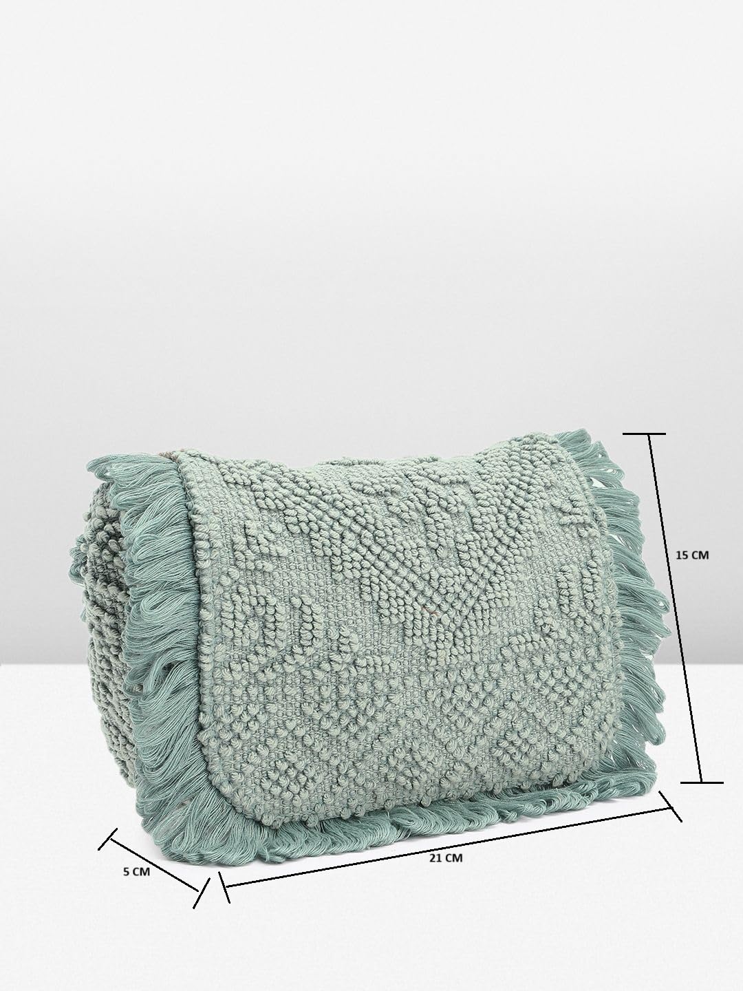 PRIMROSE Fringed Knit Handbag for Women Mint Green