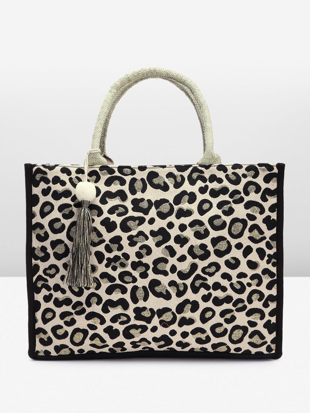 PRIMROSE Leopard Print Handbag with Tassel Detail, 30 cm