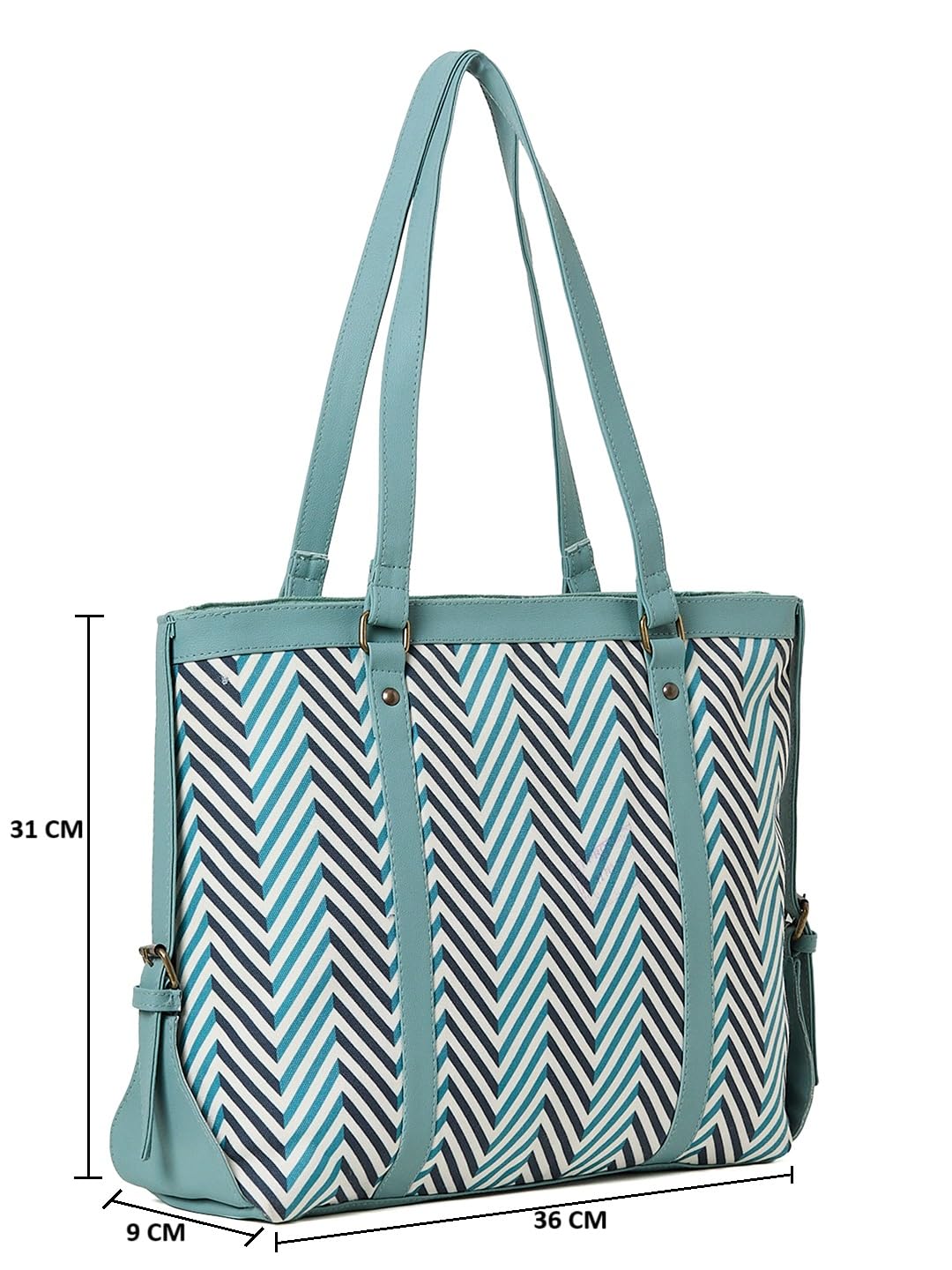 PRIMROSE Green Geometric Printed Oversized Shoulder Bag