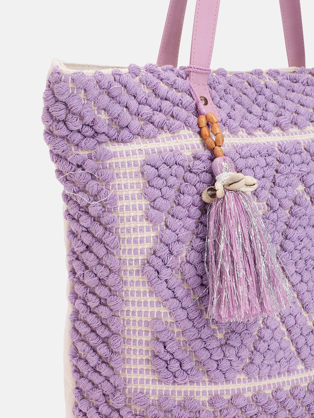 PRIMROSE Handcrafted Crochet Tote Bag with Tassel Lilac