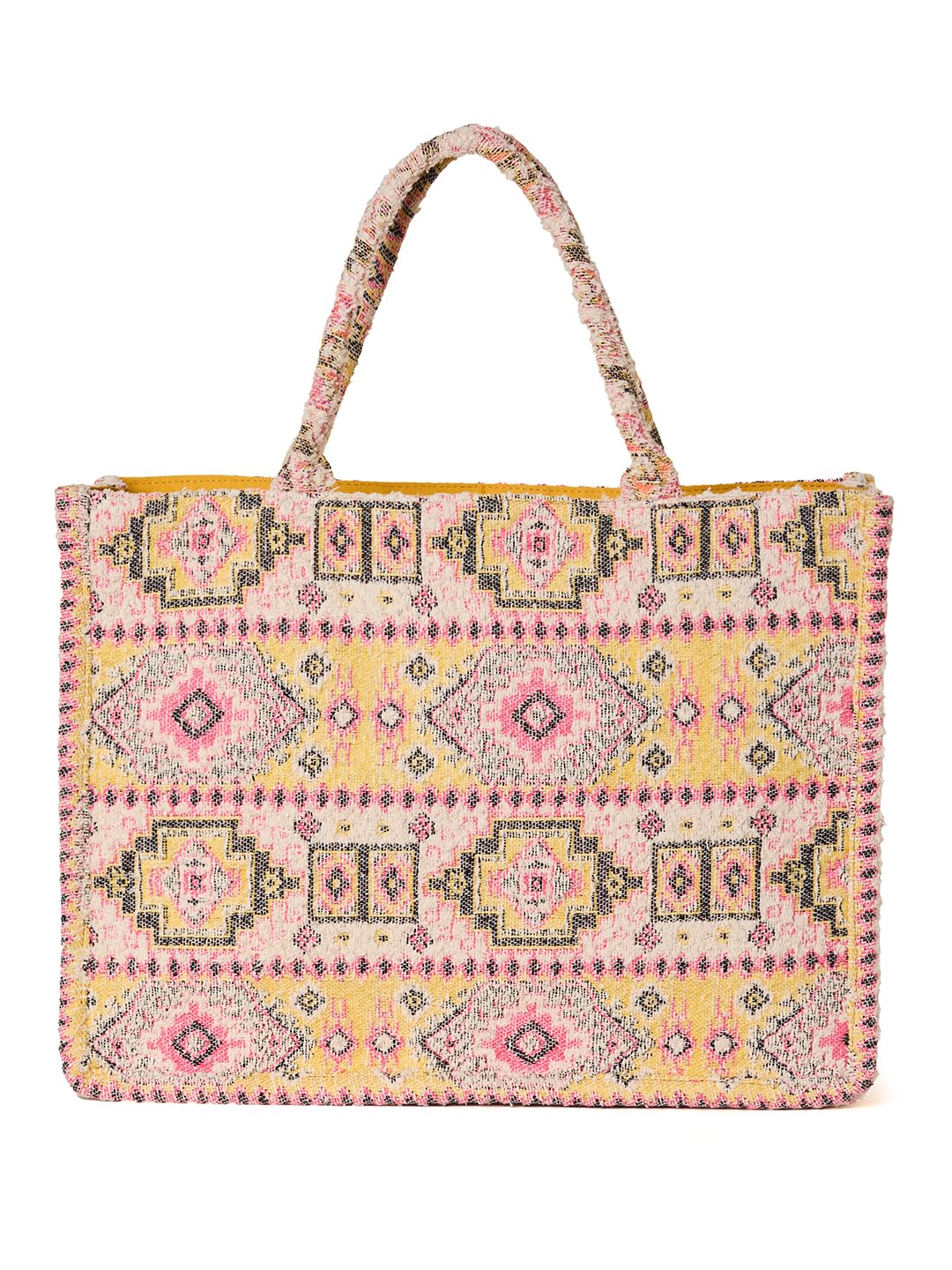 PRIMROSE Bohemian Style Tote Bag for Women, Multicolour Aztec Jacquard