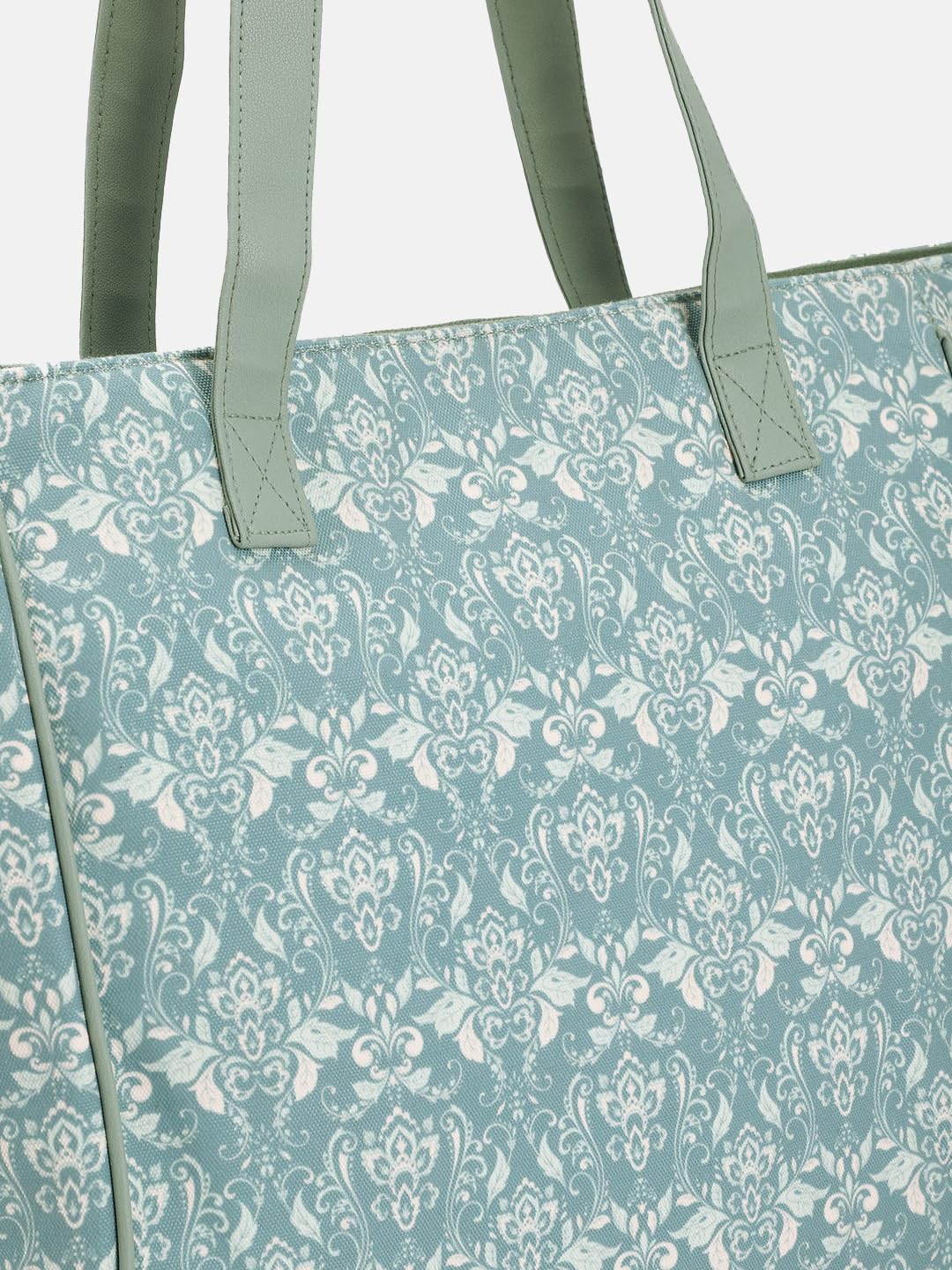 PRIMROSE Printed Tote Bag with Floral Pattern Sage Green