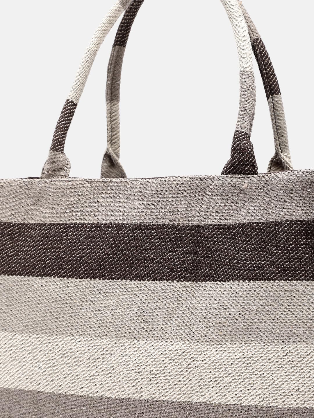 PRIMROSE Handcrafted Striped Tote Bag for Women Brown and Beige