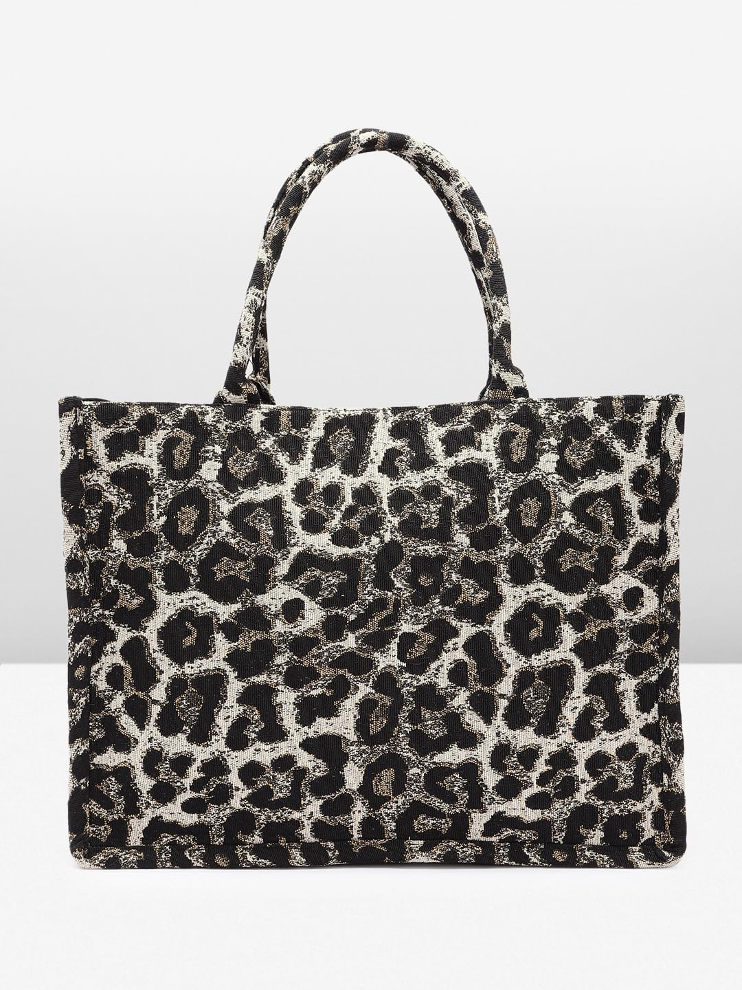 PRIMROSE Leopard Print Tote Bag, 33 cm x 45 cm, Black and Beige