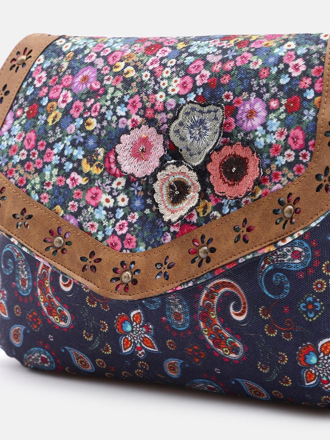 PRIMROSE Floral Print Canvas Shoulder Bag with Multi-Colour