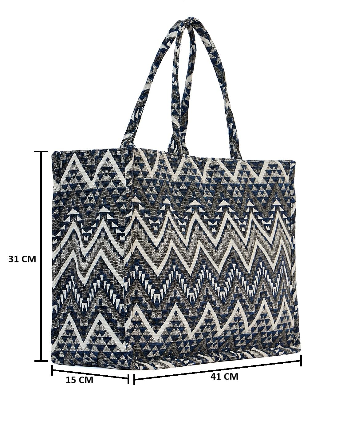 PRIMROSE Geometric Printed Oversized Structured Tote Bag