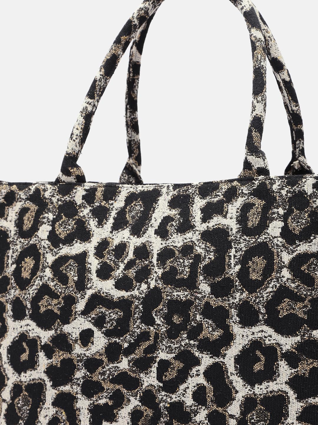 PRIMROSE Leopard Print Tote Bag, 33 cm x 45 cm, Black and Beige